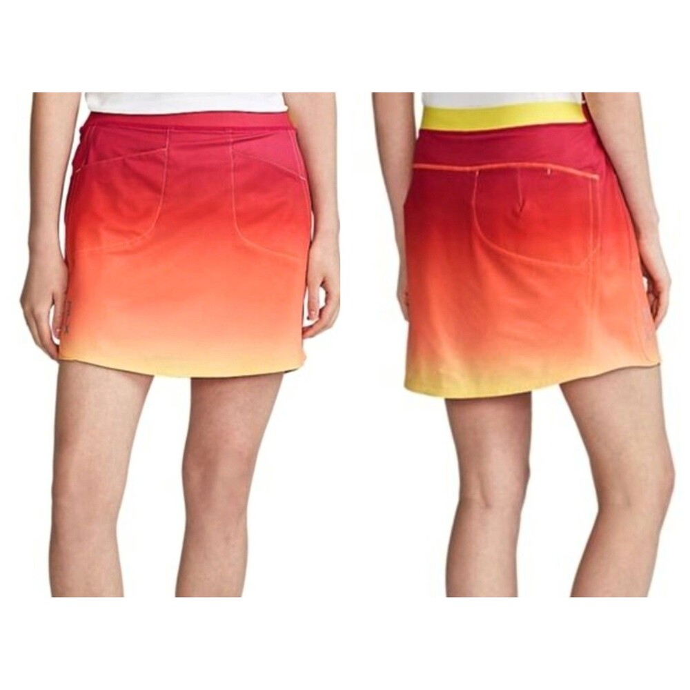 RLX Ralph Lauren Women's Aim Skort Pink Orange Yellow Ombre Sz Large